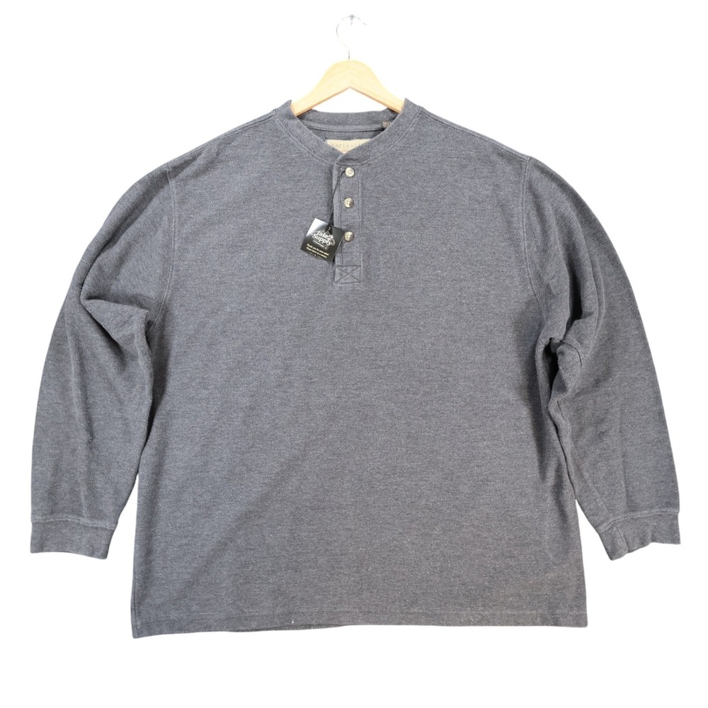 Naturalife Men's XXL Gray Cotton‎ Blend Long Sleeve Henley Shirt
